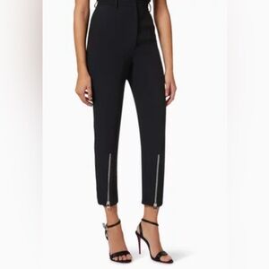 Alexander McQueen Black Cropped Pants with Zipper Accents